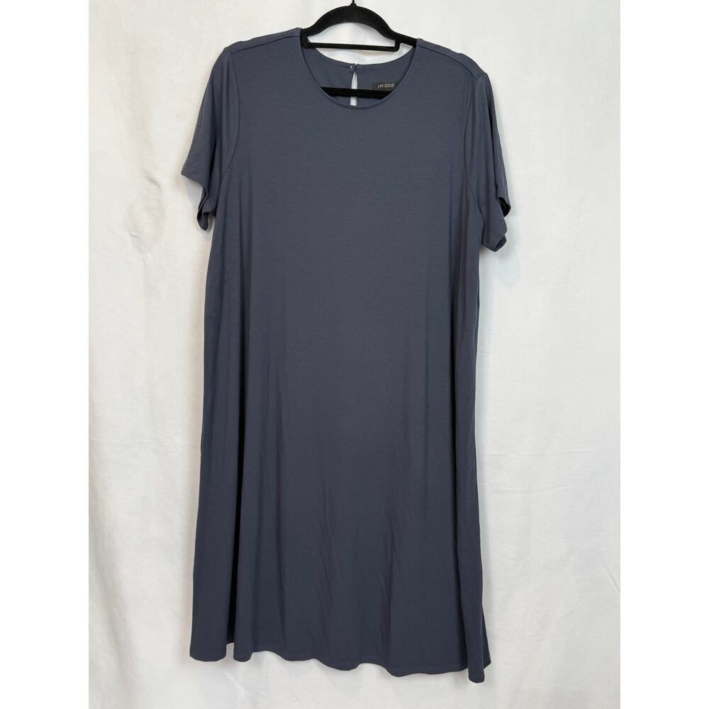 NWT J. Jill Wearever Dress XL Carbon Gray Short Sleeve A-Line Midi